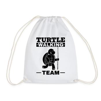 Turtle Walking Team Outdoor Hiking Mountain Funny - Drawstring Bag - white - Front