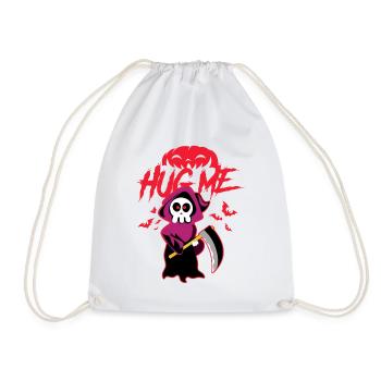 Hug Me Classic Skull of Death Creepy Skeleton - Drawstring Bag - white - Front
