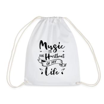 Music Heartbeat Music Lover Life Songs - Drawstring Bag - white - Front