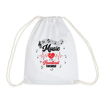 Music Heartbeat Music Lover Life Songs - Drawstring Bag - white - Front