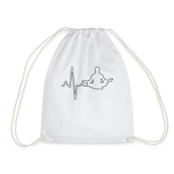 Yoga Meditation Heartbeat - Drawstring Bag - white - Front