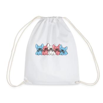 Transgender Flag French Bulldog Pride LGBTQ Dogs - Drawstring Bag - white - Front