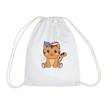 4 juillet chat américain pour enfants mignon chat américain - Sac de sport léger - blanc - Devant