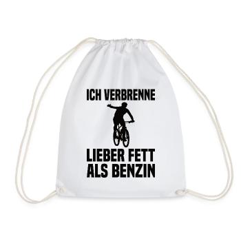 Ich Verbrenne Lieber Fett Als Benzin Radfahrer - Turnbeutel - Weiß - Vorne