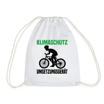 Klimaschutz Umsetzungsgerät Fahrrad Fahren Klima - Turnbeutel - Weiß - Vorne