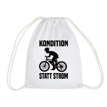 Kondition Statt Strom Lustiger Fahrrad Spruch - Turnbeutel - Weiß - Vorne