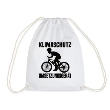 Klimaschutz Umsetzungsgerät Fahrrad Fahren Klima - Turnbeutel - Weiß - Vorne