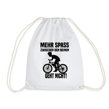 Mehr Spass Zwischen Den Beinen Geht Nicht! Fahrrad - Turnbeutel - Weiß - Vorne
