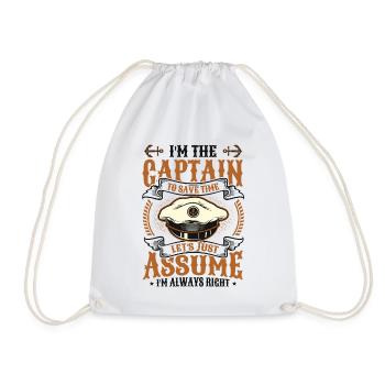 I am the captain I am always right - Drawstring Bag - white - Front