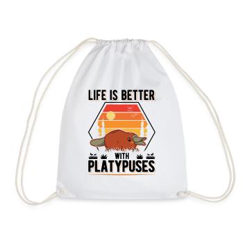 Life is better with Platypuses Schnabeltier - Drawstring Bag - white - Front