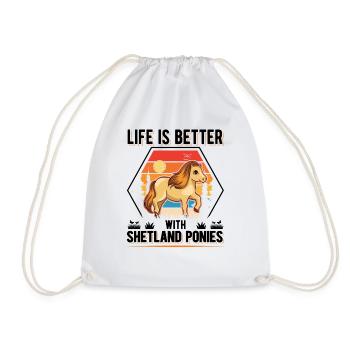 Life is better with Shetland Ponies Shetty - Turnbeutel - Weiß - Vorne
