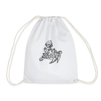 Turtle Lover Turtle And Monkey Funny - Drawstring Bag - white - Front