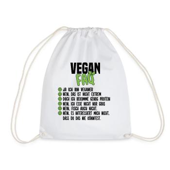 Vegan FAQ - Lustiger Veganer Spruch - Turnbeutel - Weiß - Vorne