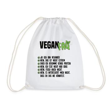 Vegan FAQ - Lustiger Veganer Spruch - Turnbeutel - Weiß - Vorne