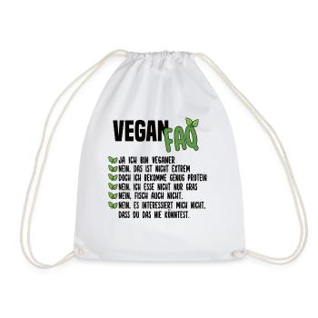 Vegan FAQ - Lustiger Veganer Spruch - Turnbeutel - Weiß - Vorne