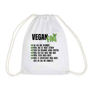 Vegan FAQ - Lustiger Veganer Spruch - Turnbeutel - Weiß - Vorne
