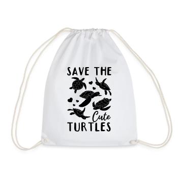 Save The Cute Turtles Meeresschildkrötenliebhaber - Turnbeutel - Weiß - Vorne
