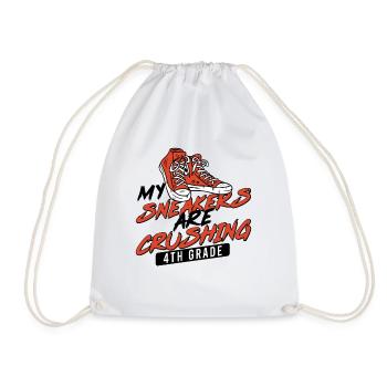 Kids Back to School Crush Sneakers for 4th Grade - Drawstring Bag - white - Front