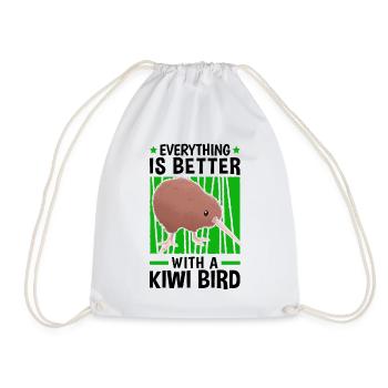 Everything is better with a kiwi bird - Drawstring Bag - white - Front
