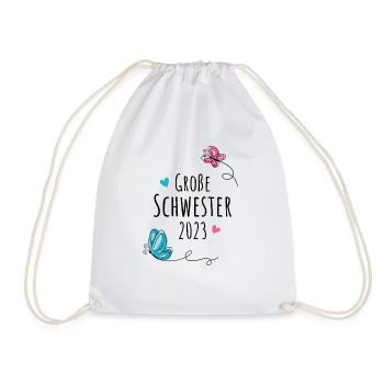 Große Schwester 2023 Schmetterlinge / Big Sister - Turnbeutel - Weiß - Vorne