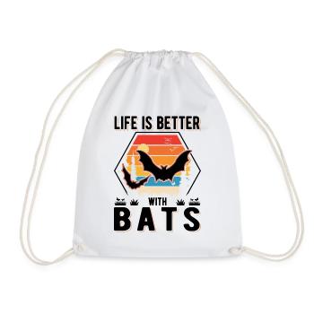 Life is better with Bats Bat - Drawstring Bag - white - Front