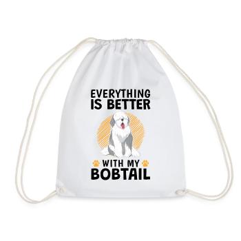 Everything better with Bobtail Old English Shepherd - Drawstring Bag - white - Front