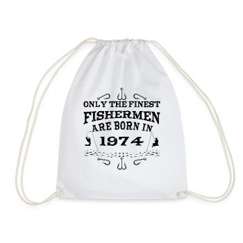 Angler born 1974 birthday - Drawstring Bag - white - Front