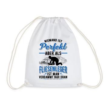 Fliesenleger Geschenk Mosaikleger Fliesen Legen - Turnbeutel - Weiß - Vorne