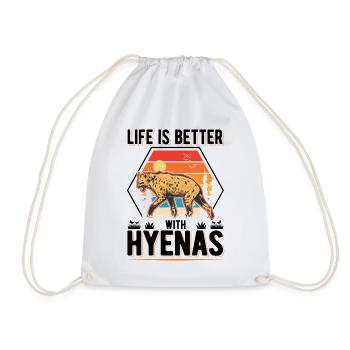 Life is better with Hyenas Hyena - Drawstring Bag - white - Front