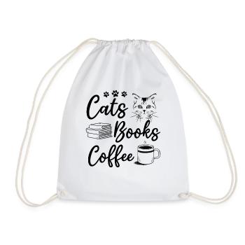 Cats Books Coffee Cat Owner Cat Lover Reading Book - Turnbeutel - Weiß - Vorne