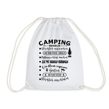 Camping Regeln Lustige Aktivitäten liste - Turnbeutel - Weiß - Vorne