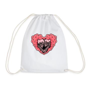 True Love Last Gothic Bones Skeleton Roses Death - Drawstring Bag - white - Front