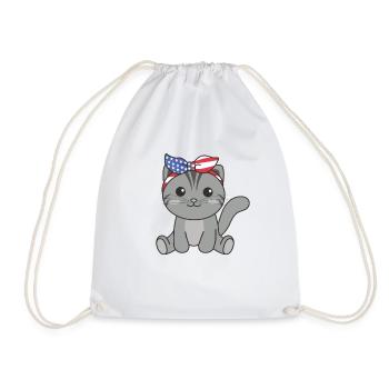 4 juillet chat américain pour enfants mignon chat américain - Sac de sport léger - blanc - Devant