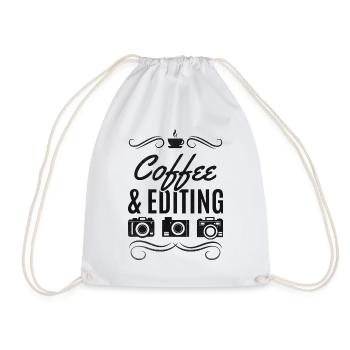 Photography Coffee & Edit Photos - Drawstring Bag - white - Front