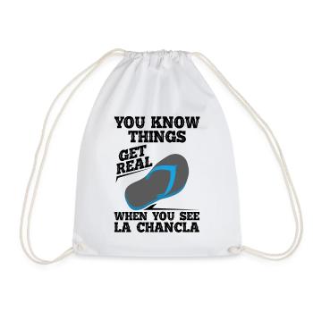 You see La Chancla Spanish Mexican - Drawstring Bag - white - Front