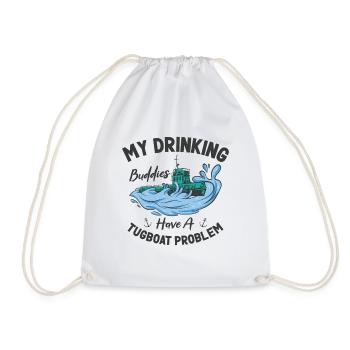 Tugboat Drinking Buddies Alcohol Tugboat Captain - Drawstring Bag - white - Front