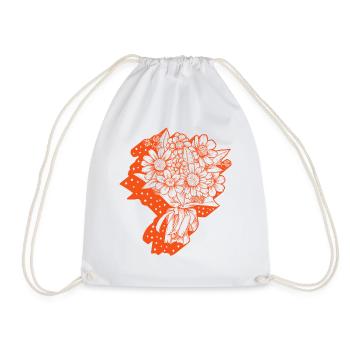 Floral Bouquet Shirt, Vintage Retro Flower Lover - Drawstring Bag - white - Front