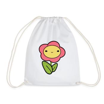 Cute Kawaii Flower - Drawstring Bag - white - Front