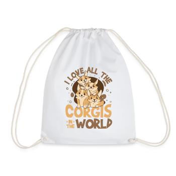 I love all the corgis in the world - Drawstring Bag - white - Front