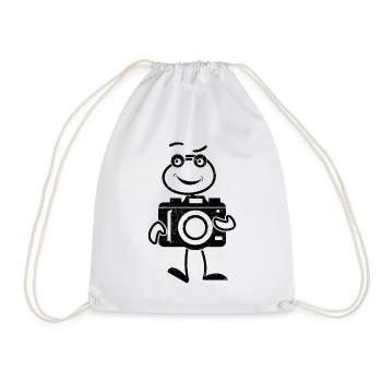 Photo Camera Photographer Stick Figure Photographer - Drawstring Bag - white - Front