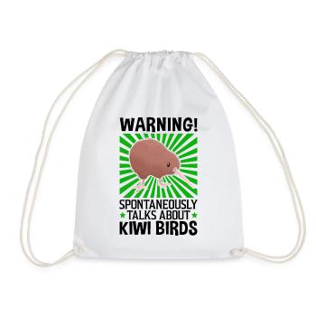 Spontaneously talks about Kiwi Bird New Zealand - Drawstring Bag - white - Front