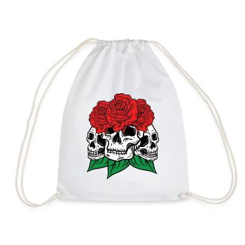 Totenköpfe und Rosen Gothic Knochen Skelett Tod - Turnbeutel - Weiß - Vorne