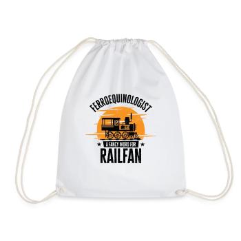 Ferroequinologist Train Railfan Locomotive Hobby - Drawstring Bag - white - Front