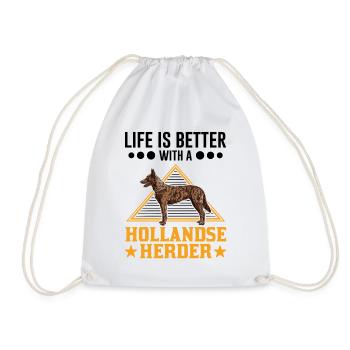 La vie est meilleure avec un Hollandse Herder - Sac de sport léger - blanc - Devant