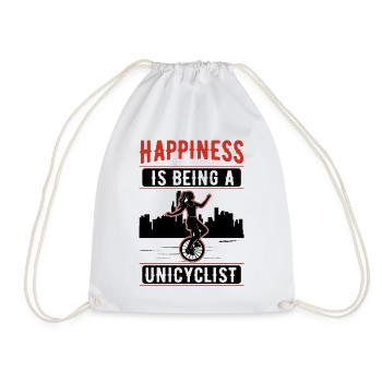Happiness is being a Unicyclist Einrad Geschenk - Turnbeutel - Weiß - Vorne