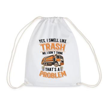 Garbage man smell garbage collection garbage truck - Drawstring Bag - white - Front