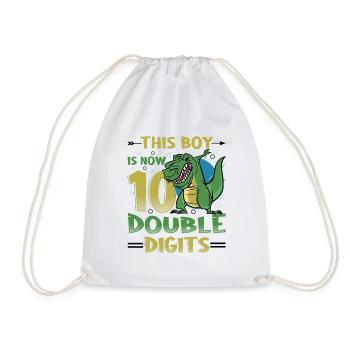 This boy is now 10 double digit birthday - Drawstring Bag - white - Front