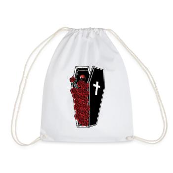 Gothic Skull Roses Death Grave Aesthetic Dark - Drawstring Bag - white - Front