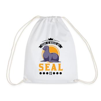 Home is where my Seal is Robbe - Drawstring Bag - white - Front