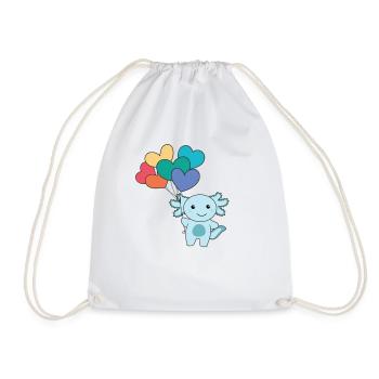 Regenbogen Herzen Pride LGBTQ Luftballons Axolotl - Turnbeutel - Weiß - Vorne